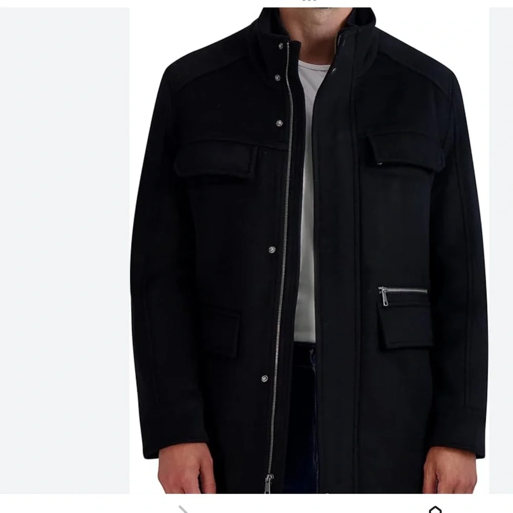 Cole Haan Men's M65 Wool Blend Field Jacket Coat Peacoat Black Size Medium - Picture 1 of 7